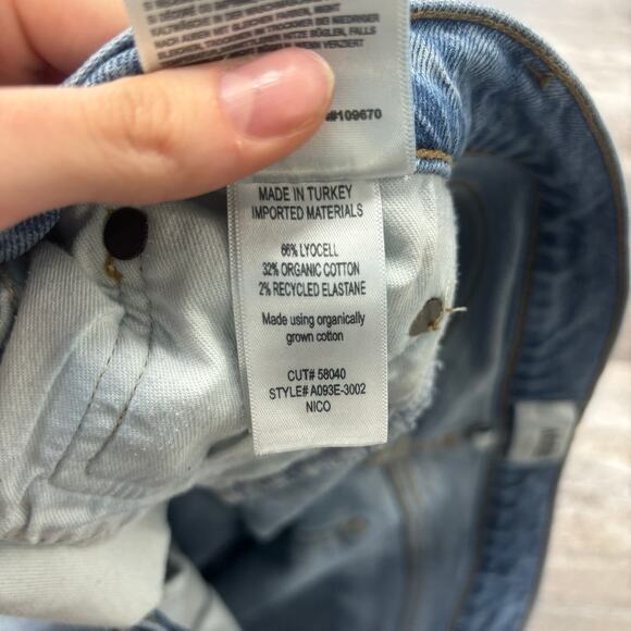 Agolde Nico Blue Womens 28 High Rise Slim Straight Distressed Button Fly Jeans - Picture 5 of 12